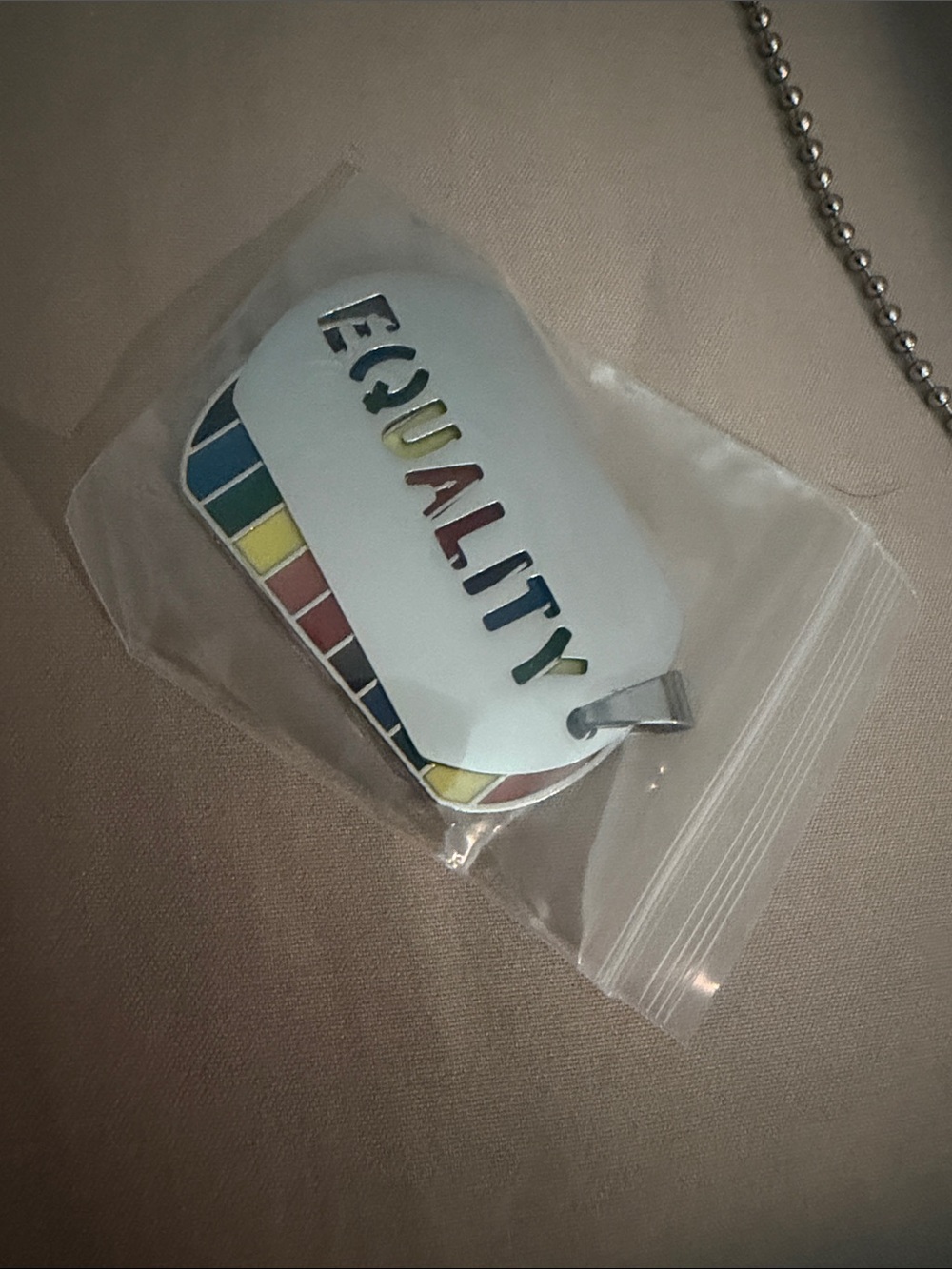 Metallic Silver 'EQUALITY' Pendant Necklace - Silver - Picture 3 of 4